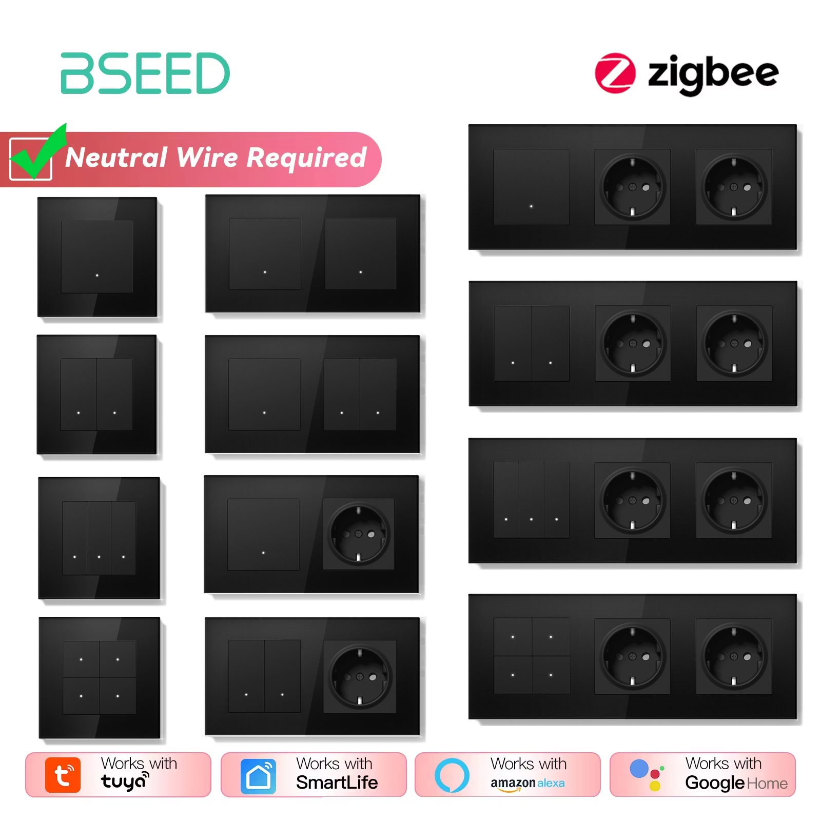 Smart Home Yellow - BSEED Zigbee Click Wall Switches Series