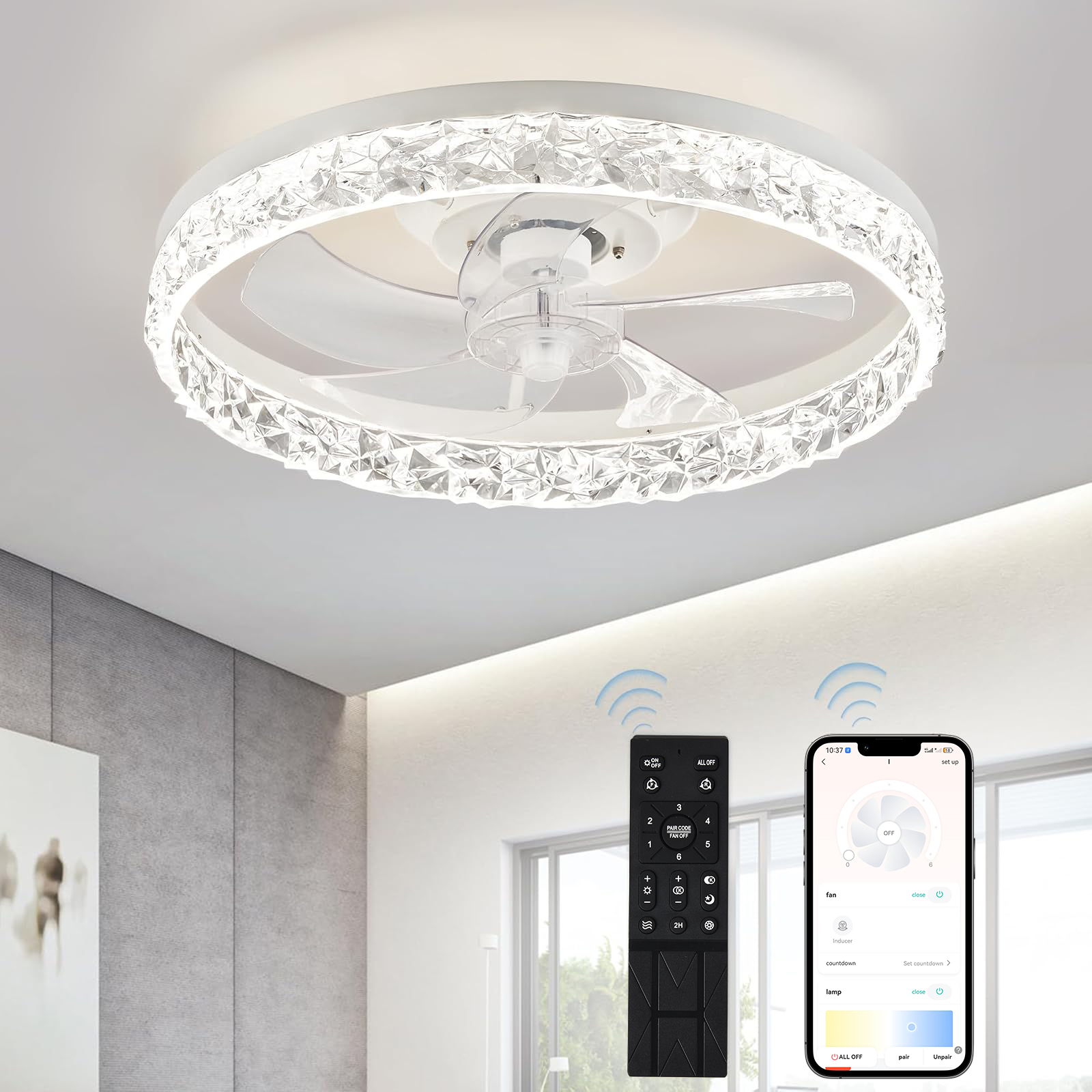 Smart Ceiling Fan - Modern LED Ceiling Fan Lmap Remote