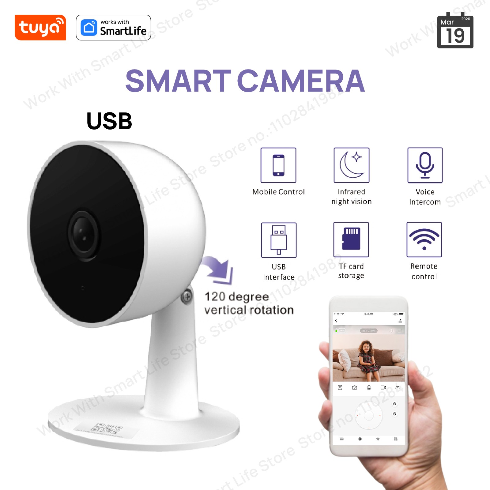 Smart Home Camera Ezviz - Tuya Smart 3MP HD Indoor Home