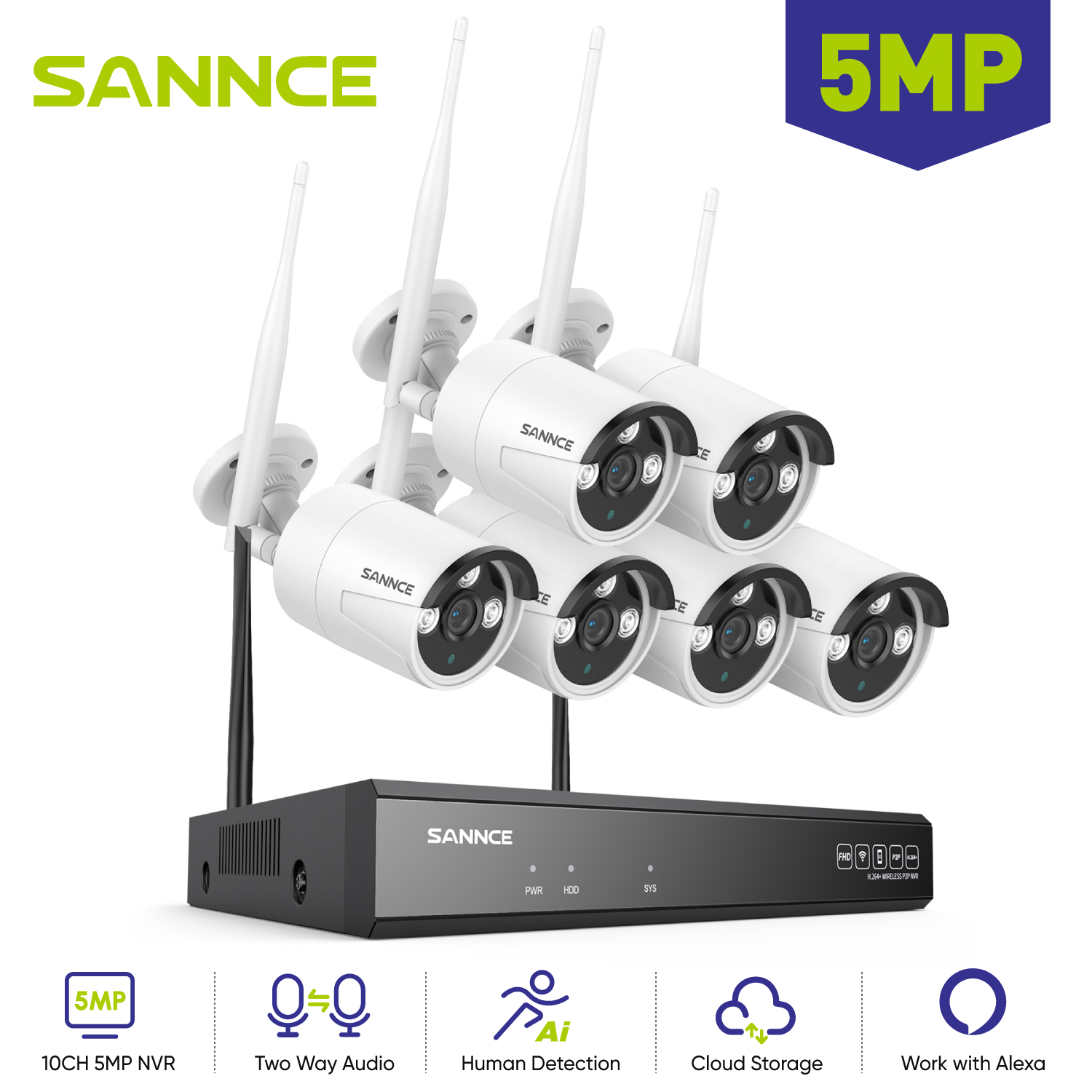 SANNCE 6PCS 5MP Wifi Camera IP - Smart Home Outdoor Camera recensie en prijs