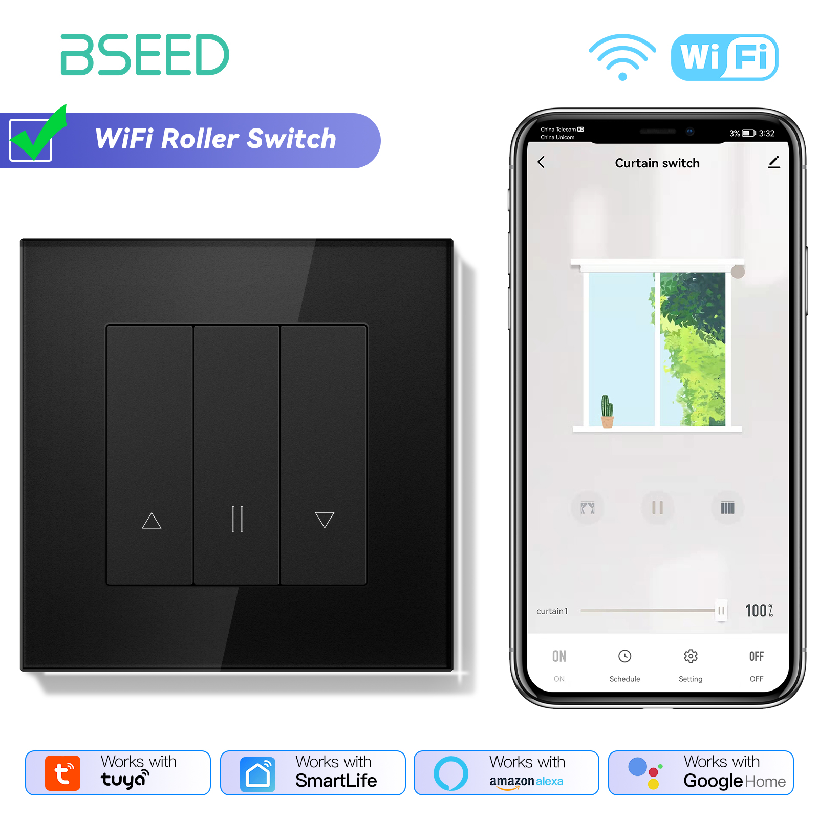 BSEED Wifi Curtain/Light/Rolle - Smart Home Yellow recensie en prijs