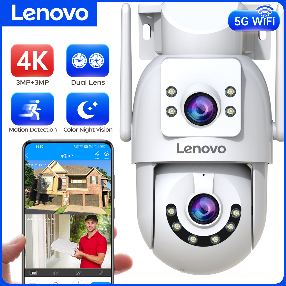 Lenovo HD PTZ Camera Outdoor 6 - Smart Home Camera Ezviz recensie en prijs