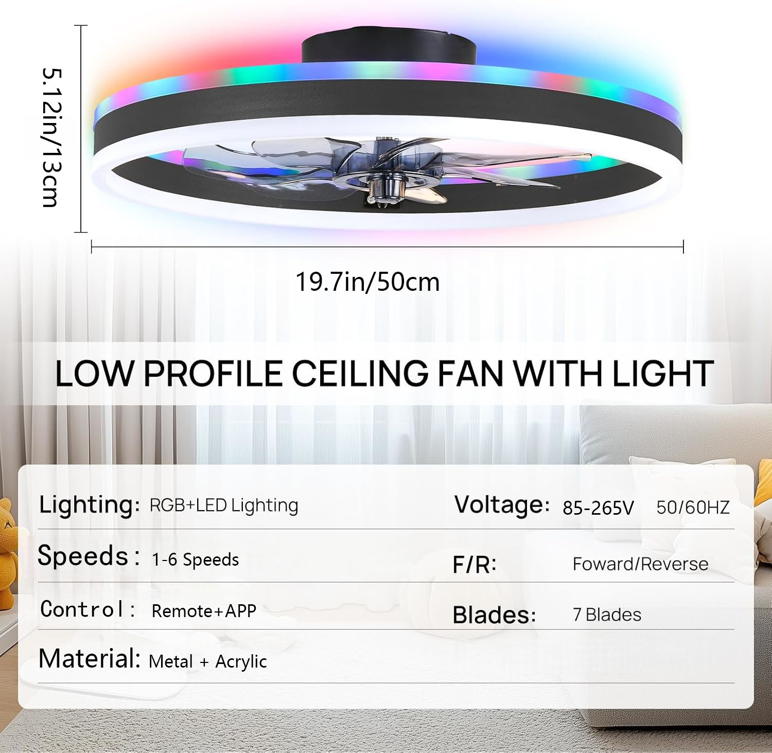 RGB Smart Ceiling Fan Light 6- - Smart Ceiling Fan recensie en prijs