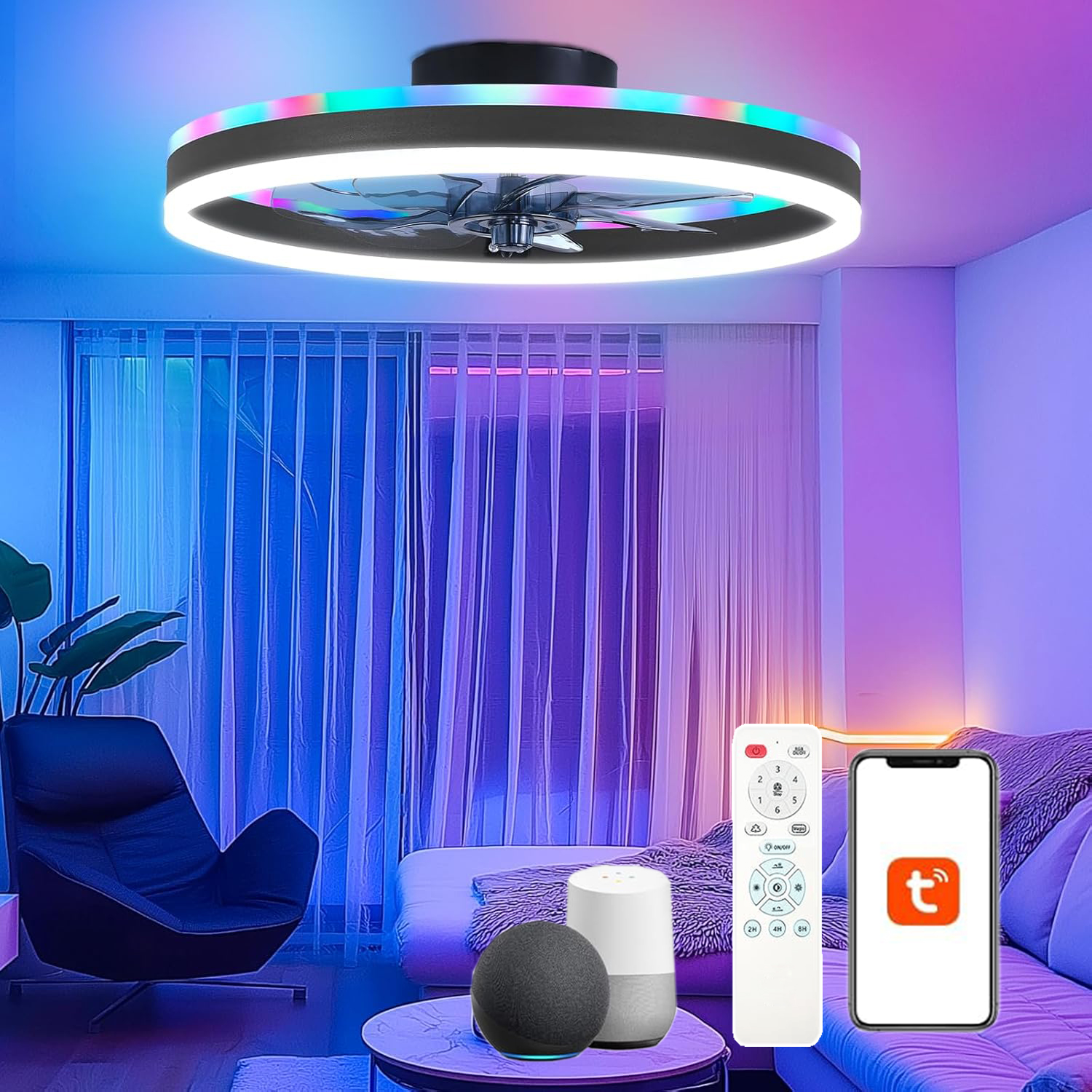 RGB Smart Ceiling Fan Light 6- - Smart Ceiling Fan recensie en prijs